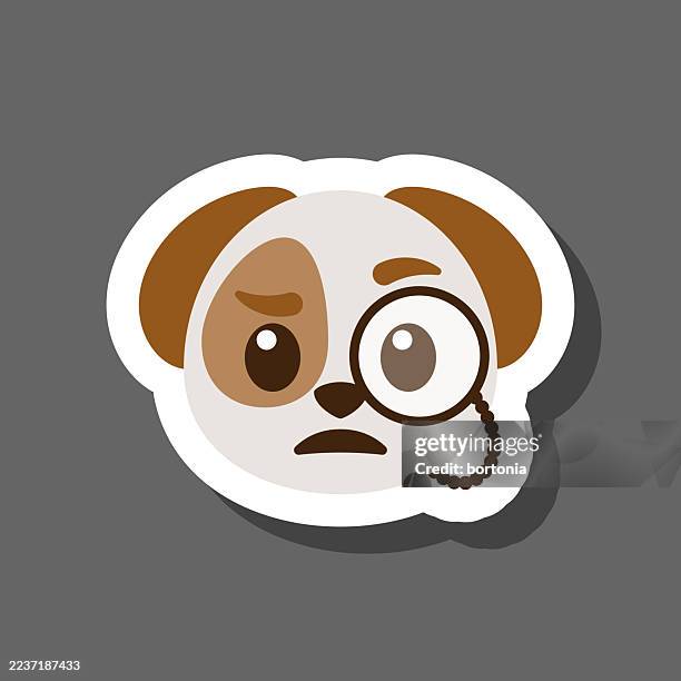 investigating dog emoji sticker - impossible task stock illustrations