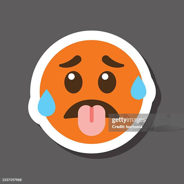 sweating emoji sticker - crying stock illustrations