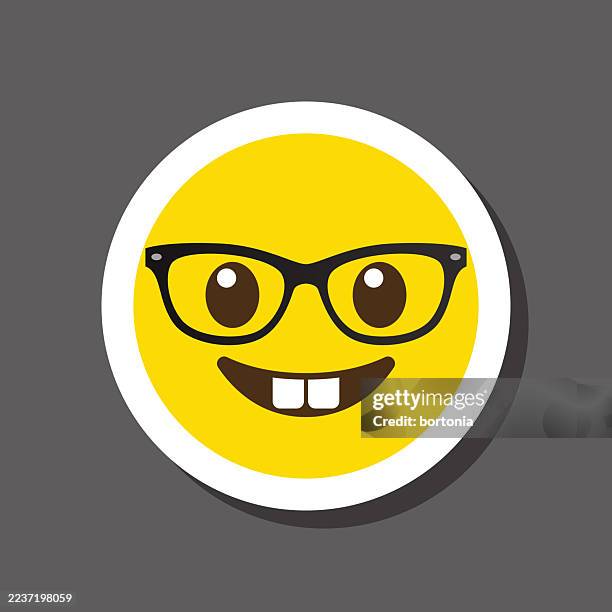 nerdy emoji sticker icon - geek stock illustrations