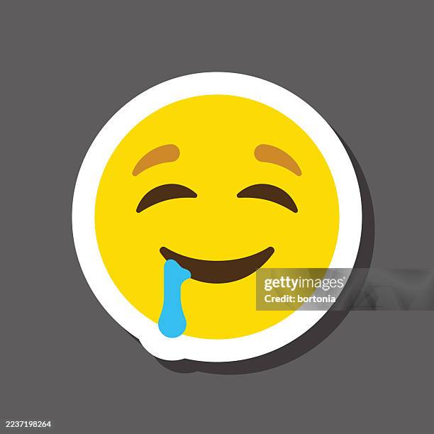 drooling emoji sticker - food emoji stock illustrations