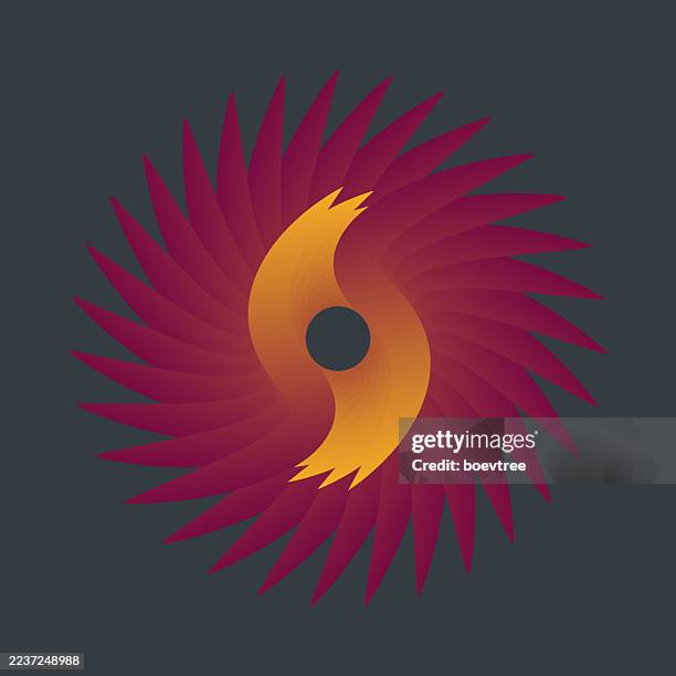 red gradient swirl twisted pattern icon sign - tai chi stock illustrations