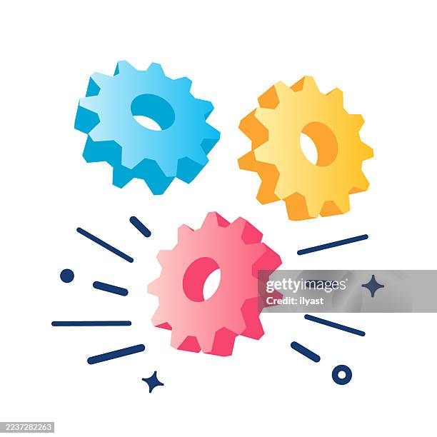 3d vector icon banner for industry - system maintenance stock illustrations