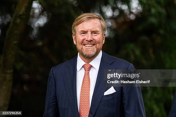King Willem-Alexander of the Netherlands arrives during an event to celebrate the Corps' 30th anniversary on September 25, 2025 in Muenster, Germany....