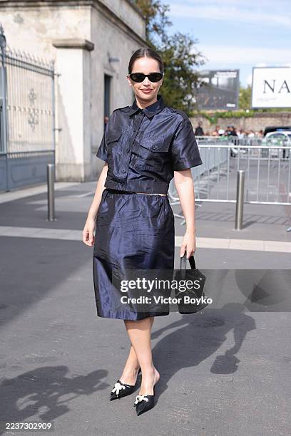 Felicity Jones attends the Prada fashion show during the Milan Womenswear Spring/Summer 2026 on September 25, 2025 in Milan, Italy.