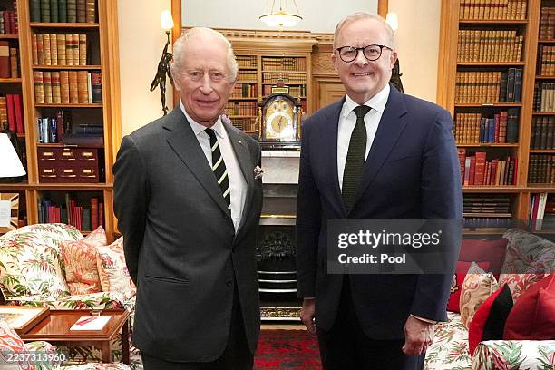 King Charles III during an audience with Australian Prime Minister Anthony Albanese at Balmoral Castle on September 27, 2025 in Aberdeen, Scotland.