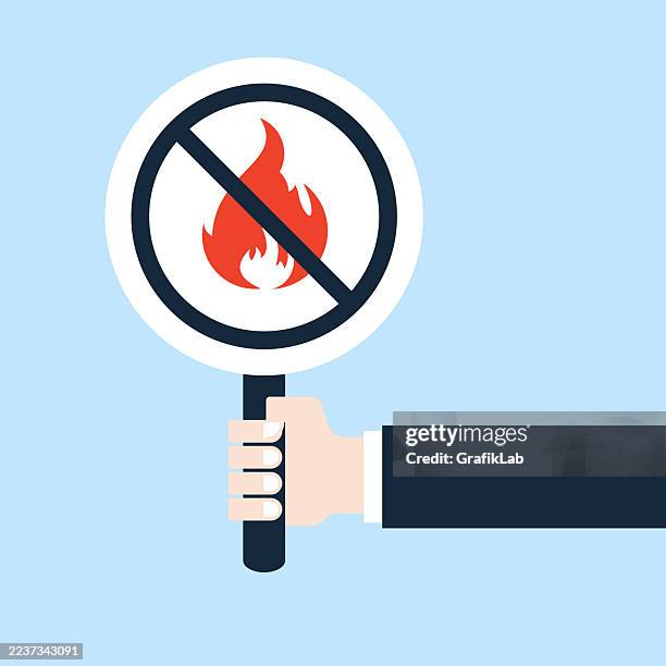 lighting fire is prohibited - caution hot stock illustrations