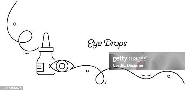 one continuous line drawing of eye drops icon. single line vector illustration - eye dropper stock illustrations