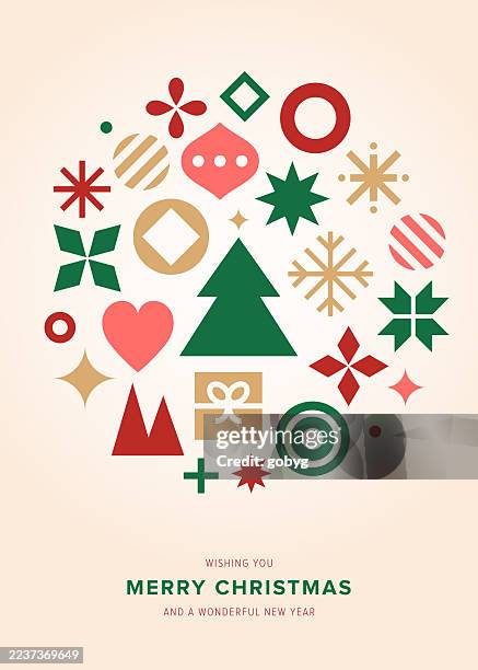 geometric christmas holiday greeting card - new year card stock illustrations