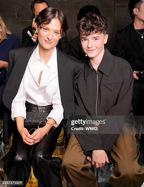 Louisa Jacobson, Owen Cooper at the Bottega Veneta fashion show as part of Spring/Summer 2026 Milan Fashion Week on September 27, 2025 in Milan,...