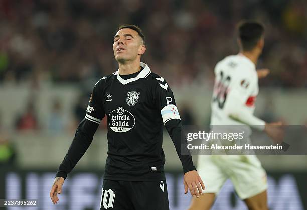 Iago Aspas of Celta Vigo reacts during the UEFA Europa League 2025/26 League Phase MD1 match between VfB Stuttgart and Real Club Celta at Stuttgart...