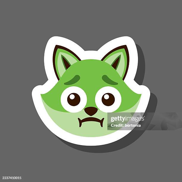 nauseous fox emoji sticker - hungover stock illustrations