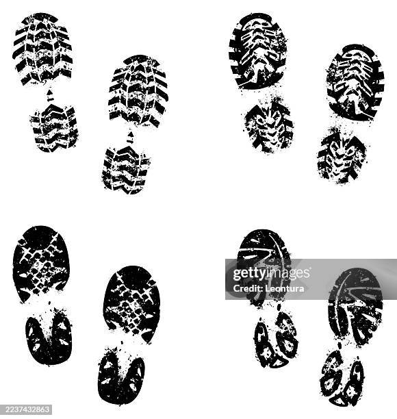 footprints - shoe print stock illustrations