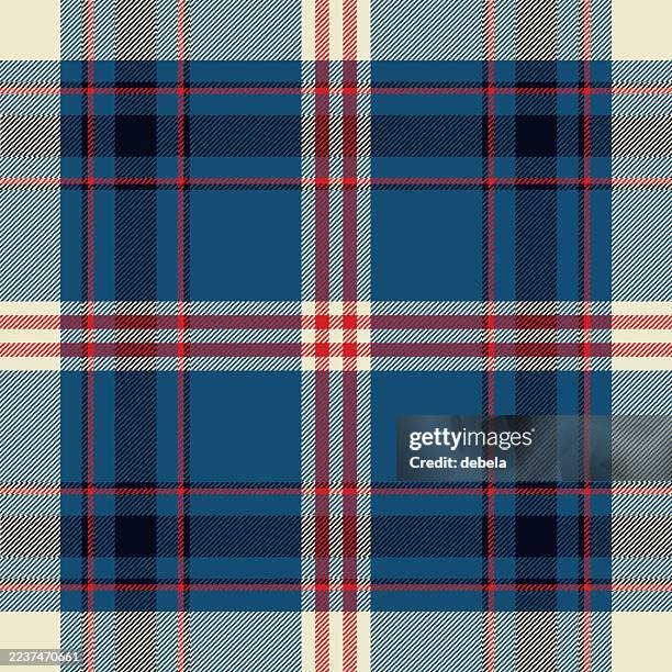 blue red scottish tartan plaid pattern fabric swatch - tablecloth background stock illustrations