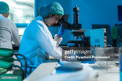 Semen Analysis Technician Using Microscope in Veterinary Lab for QC Semen Analysis Technician Using Microscope in Veterinary Lab for QC