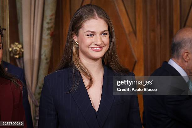 Crown Princess Leonor of Spain visits The Palacio del Gobierno de Navarra on September 26, 2025 in Navarra, Spain.