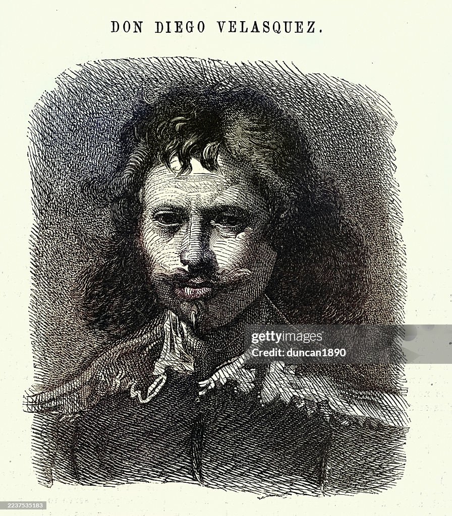 Portrait of Diego Velázquez Spanish artist, 17th Century, Art, Vintage illustration