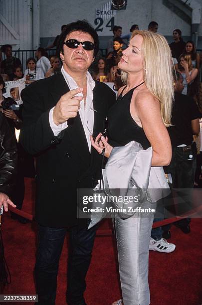 Rock musician Gene Simmons with his partner, actress Shannon Tweed at the 2000 MTV Movie Awards, Sony Pictures Studios, Los Angeles, California, June...