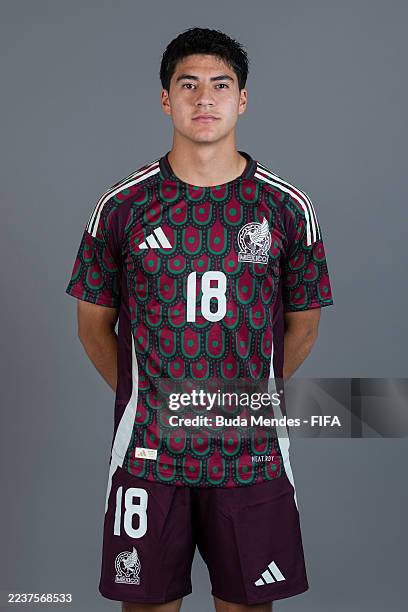 Obed Vargas of Mexico poses during the official FIFA U-20 World Cup Chile 2025 portrait session on September 25, 2025 in Santiago, Chile.