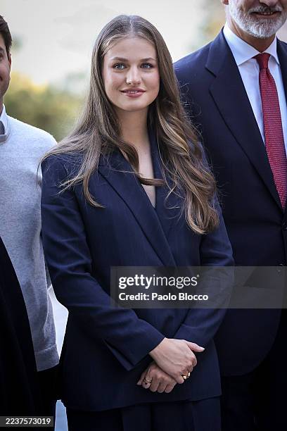 Crown Princess Leonor of Spain attends a tribute to the Kings of Navarra and the Kingdom of Navarra at Monastery of Leyre on September 26, 2025 in...