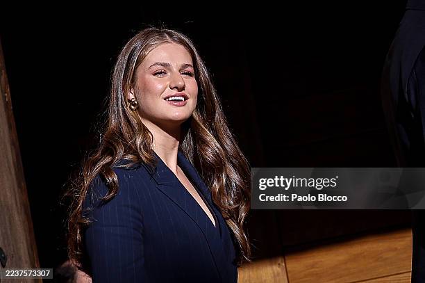 Crown Princess Leonor of Spain attends a tribute to the Kings of Navarra and the Kingdom of Navarra at Monastery of Leyre on September 26, 2025 in...