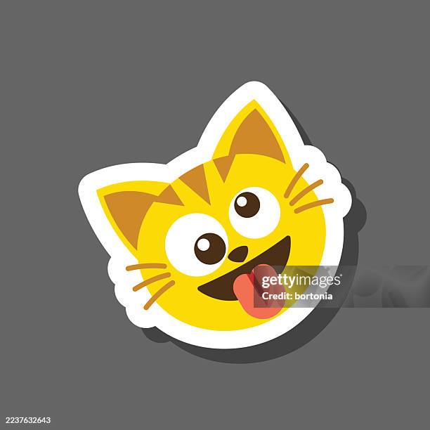 silly cat emoji sticker - eye roll stock illustrations