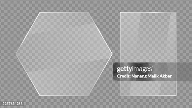realistic clear flat glass, window, or mirror collection with transparent background - screen reflection texture stock illustrations