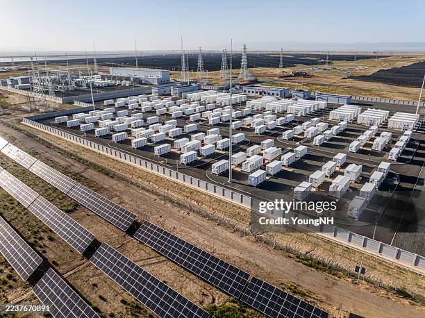 energy storage power station and solar power station - battery storage stock pictures, royalty-free photos & images