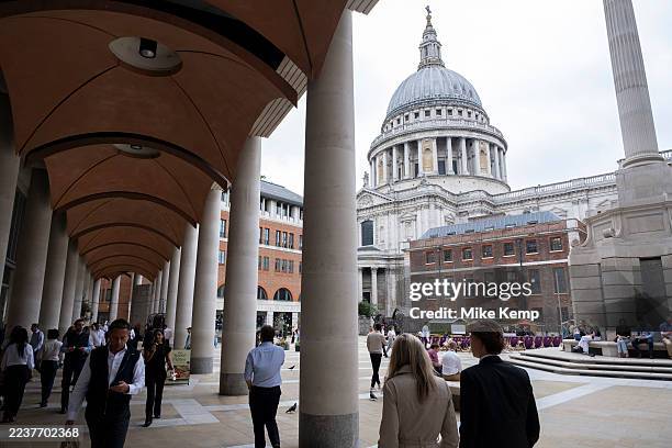 St Paul's Cathedral viewed from Paternoster Square in the City of London on 4th August 2025 in London, United Kingdom. Paternoster Square is an urban...