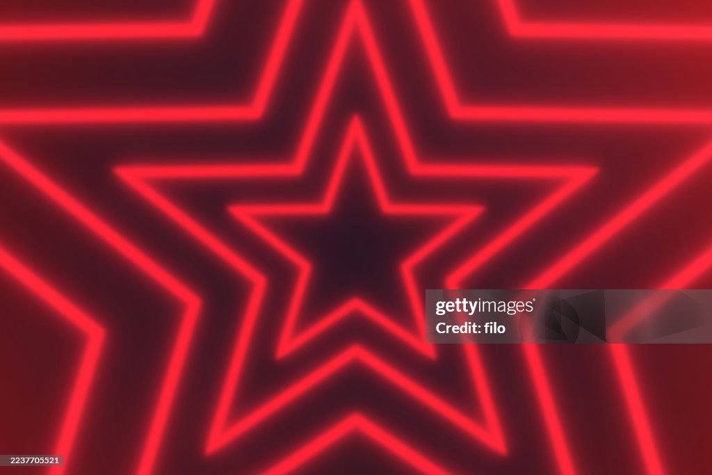 Red Star Glow Concentric Shape Border Frame Background