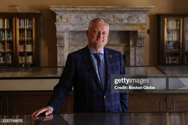 Boston, MA Boston Public Library President David Leonard poses for a portrait inside the Cheverus Room in BPL's historic McKim Building on August 26,...