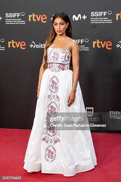 Hiba Abouk attends the "Winter of the Crow" red carpet during the 73rd San Sebastian International Film Festival at Kursaal on September 27, 2025 in...