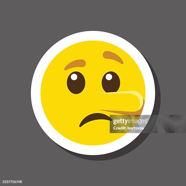 lying emoji sticker - lying puppet stock illustrations