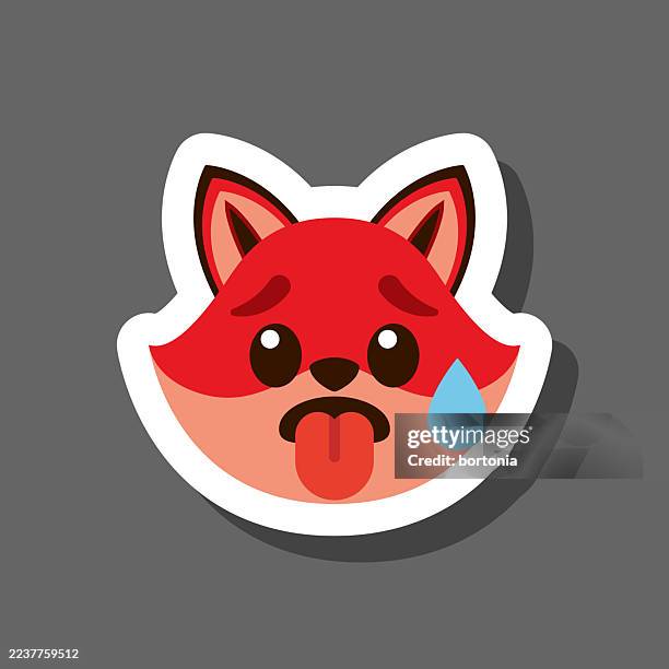 sweating fox emoji sticker - sweating hot stock illustrations