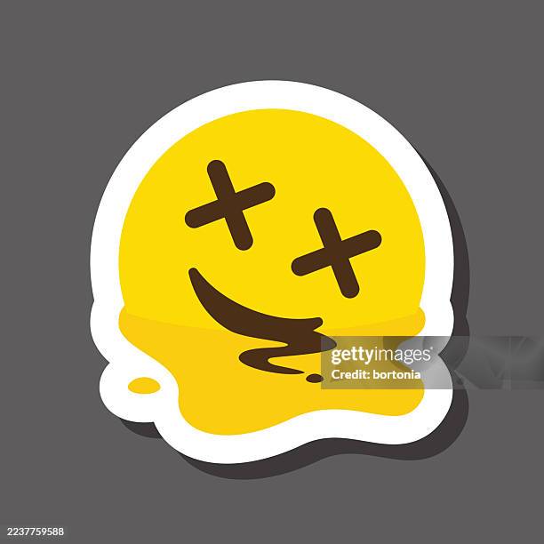 dissolving faced emoji sticker - death stock illustrations