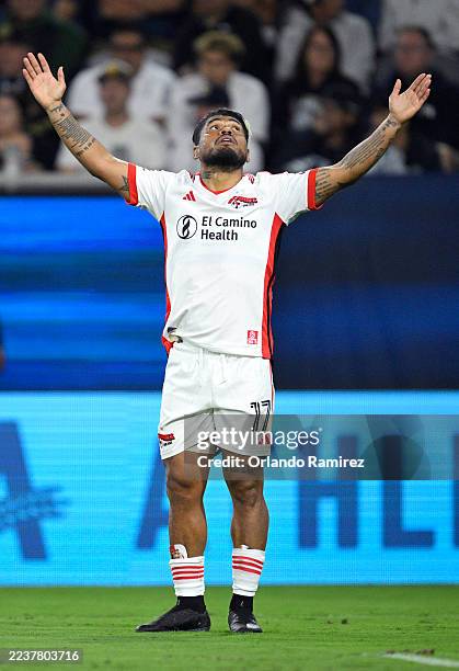 Josef Martinez of the San Jose Earthquakes celebrates after scoring a goal against San Diego FC during the first half at Snapdragon Stadium on...