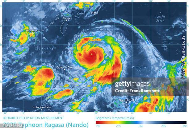 typhoon ragasa 20250921 precipitation map philippines - philippines typhoon stock illustrations