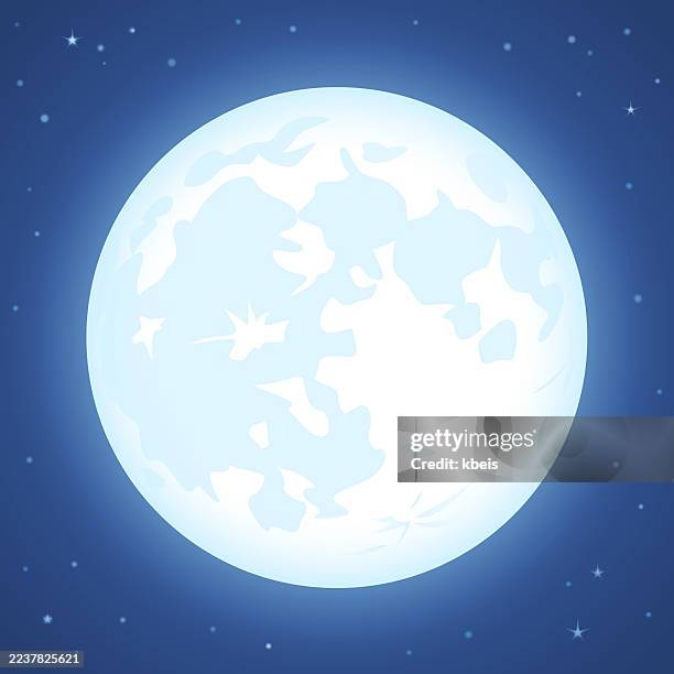 illustrations, cliparts, dessins animés et icônes de pleine lune brillant - satellite planétaire