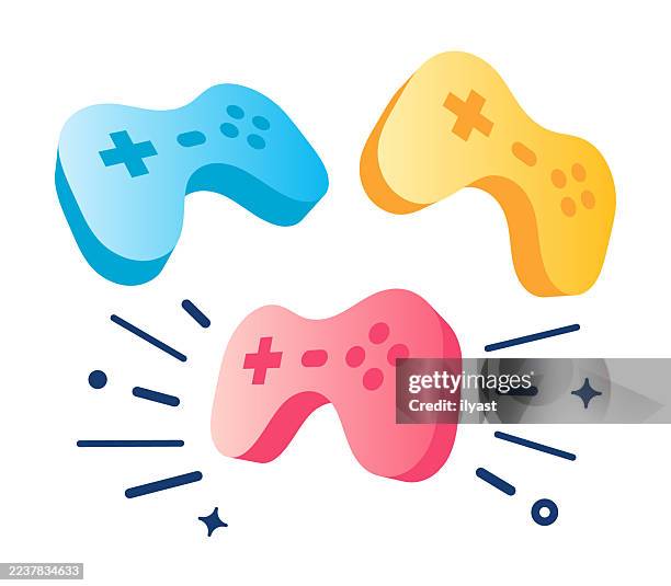 3d vector icon banner for gaming - computer game control stock illustrations