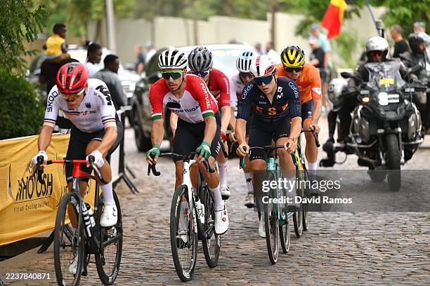 Marius Mayrhofer and Team Germany, Ivo Oliveira and Team Portugal and Raul Garcia Pierna and Team Spain compete in the breakaway during the 98th UCI...