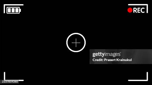 camera viewfinder with rec recording symbol and battery icon - digital viewfinder stock pictures, royalty-free photos & images