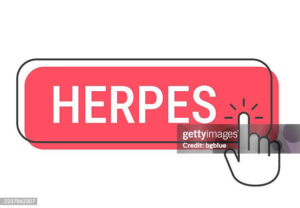 stockillustraties, clipart, cartoons en iconen met herpes - click button with hand cursor on white background - neisseria gonorrhoeae