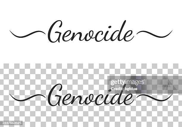 genocide - calligraphy text with swashes on blank background - holocaust stock illustrations