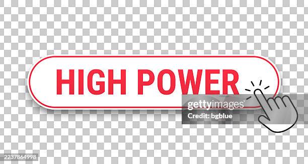 high power - 3d click web button with hand cursor on blank background - too much technology stock illustrations