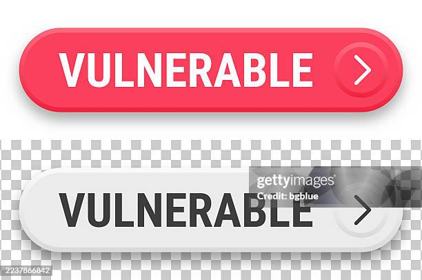 vulnerable - 3d click web buttons on blank background - technology vulnerability stock illustrations
