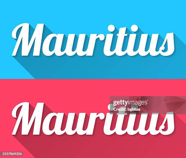 mauritius - flat design with long shadow on blue and red background - mauritius stock illustrations