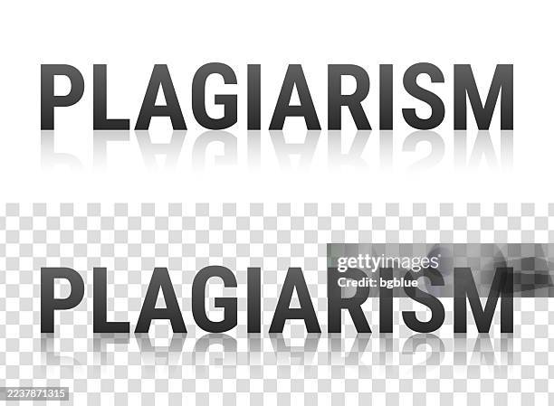 plagiarism - text with reflection on transparent background - copyright symbol transparent background stock illustrations