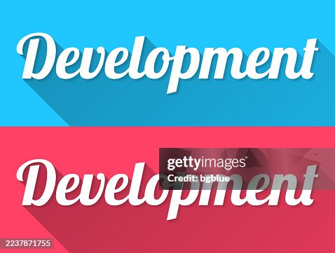 Development - Flat Design with Long Shadow on blue and red background Development - Flat Design with Long Shadow on blue and red background