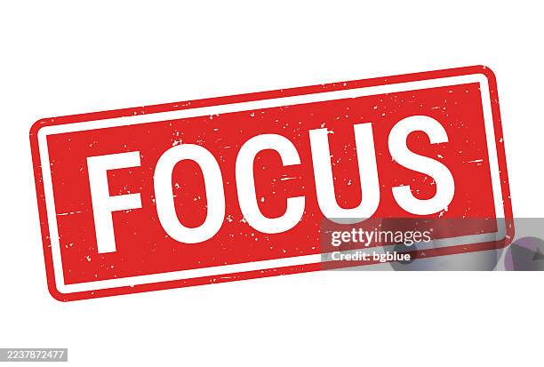focus - red rubber stamp on white background - grunge texture background postage stock illustrations