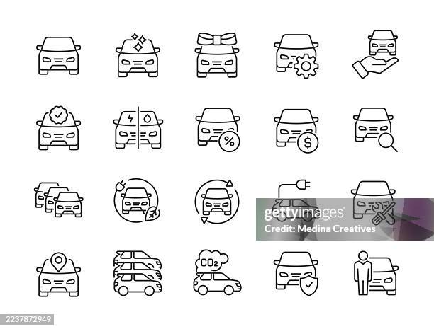 ilustraciones, imágenes clip art, dibujos animados e iconos de stock de iconos de automóviles - icono editable de la serie de líneas finas de la cigüeña - auto mechanic with customer