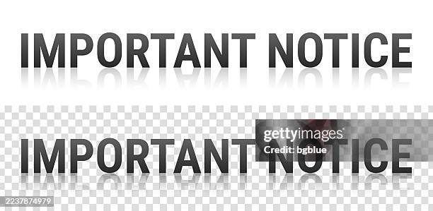 important notice - text with reflection on transparent background - looking in mirror reflection stock illustrations